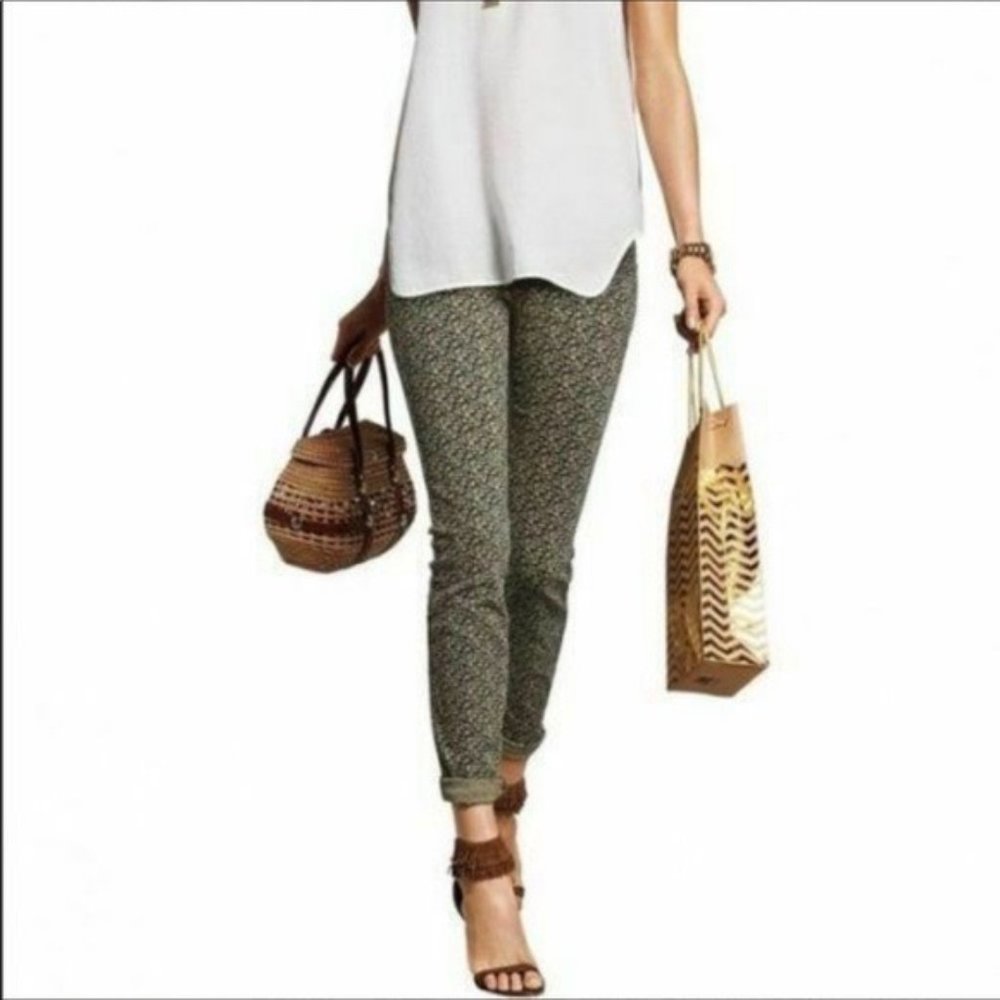 CABI 5083 Ditsy Floral Skinny Jeans Size 4 multicolor 5 pocket